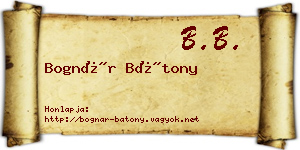 Bognár Bátony névjegykártya
