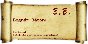 Bognár Bátony névjegykártya