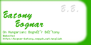batony bognar business card